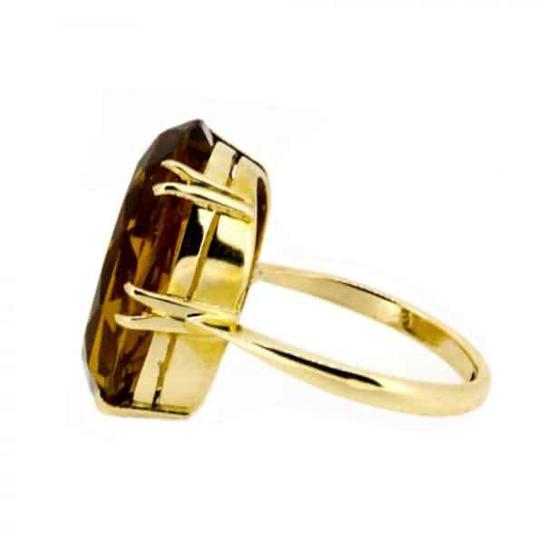 9ct Topaz Colour Paste Dress Ring,Vintage Dress Ring,Citrine Colour Paste Dress Ring - Image 3