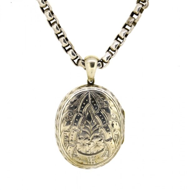 Silver Antique Locket And Chain,Antique Silver Locket And Chain ,Victorian Silver Locket And Chain