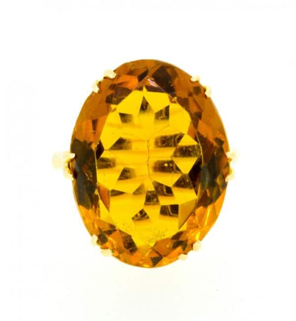 9ct Topaz Colour Paste Dress Ring,Vintage Dress Ring,Citrine Colour Paste Dress Ring