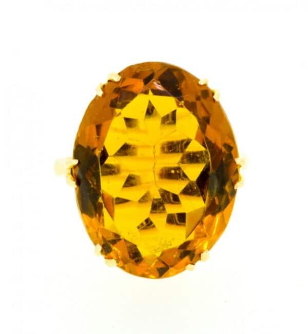 9ct Topaz Colour Paste Dress Ring,Vintage Dress Ring,Citrine Colour Paste Dress Ring ring Antique Jewellery 3