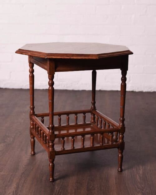 Edwardian oak hexagonal window table  SAI1026 Antique Furniture 3