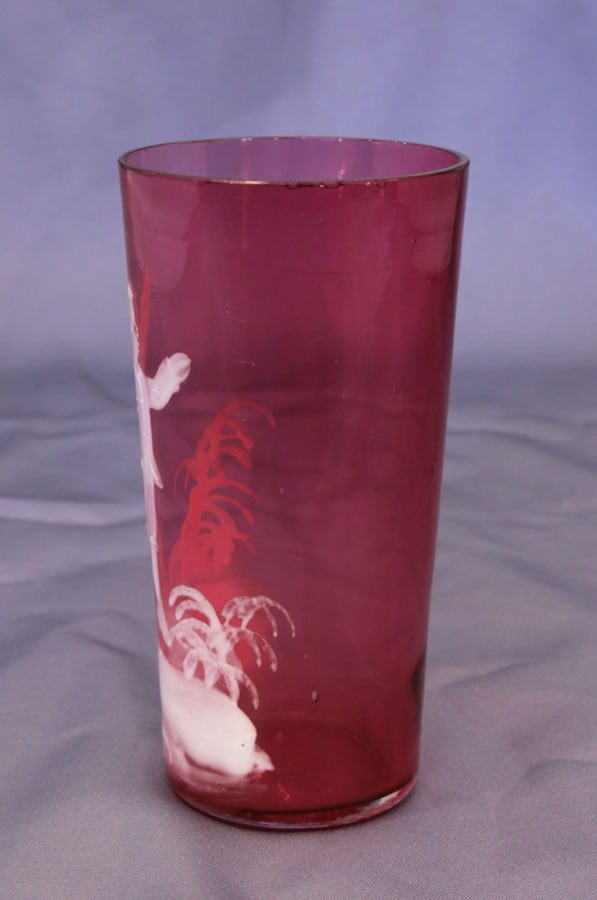 Antique Victorian Cranberry Glass Tot / Tumbler. cranberry Antique Glassware 6