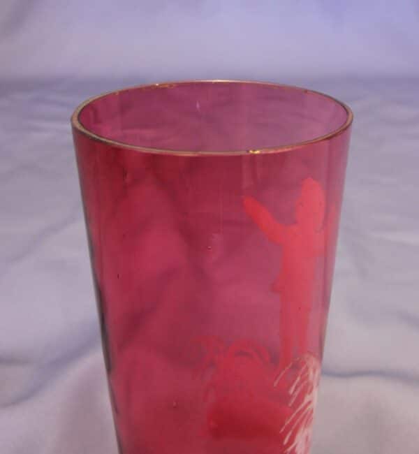 Antique Victorian Cranberry Glass Tot / Tumbler. cranberry Antique Glassware 7