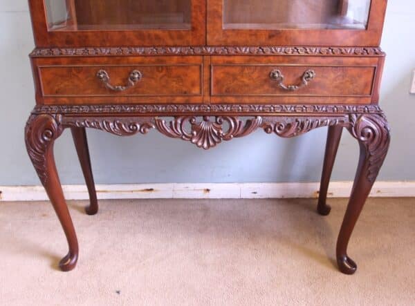 Figured Walnut Glazed Display Cabinet Antique Antique Cabinets 14