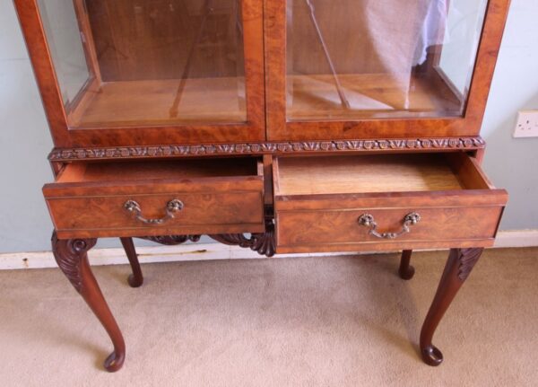 Figured Walnut Glazed Display Cabinet Antique Antique Cabinets 15