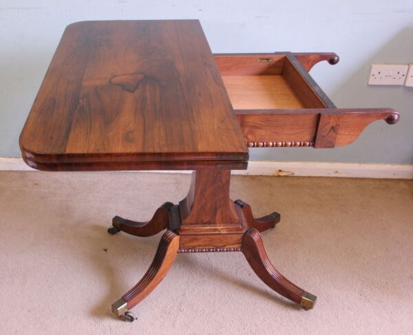 Antique Regency Rosewood Side Table / Card Games Table Antique Antique Tables 13