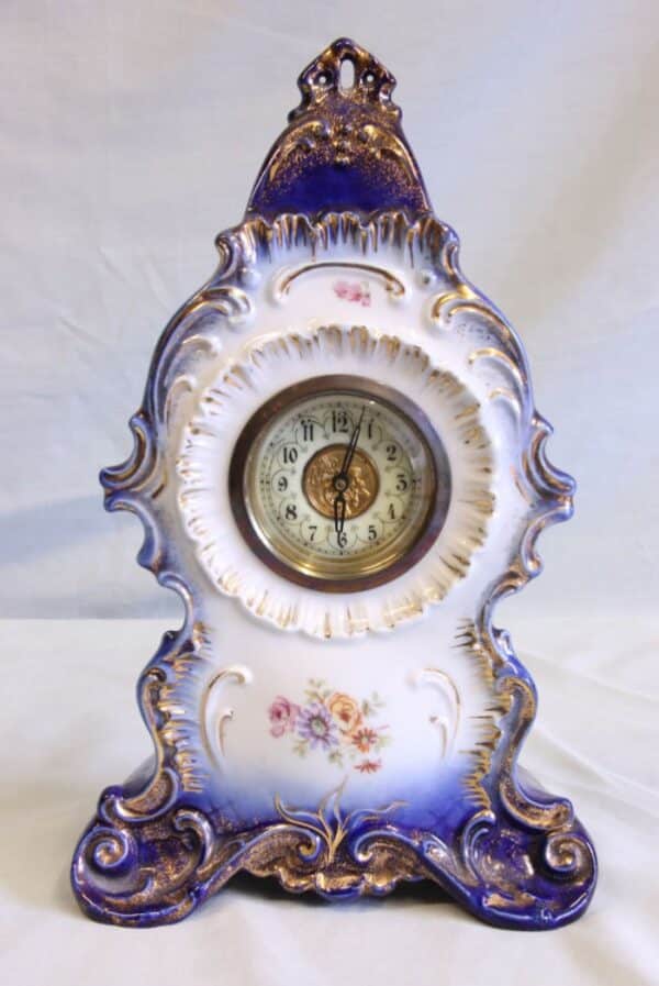 Antique Victorian Porcelain Mantel Clock Antique Antique Ceramics 4