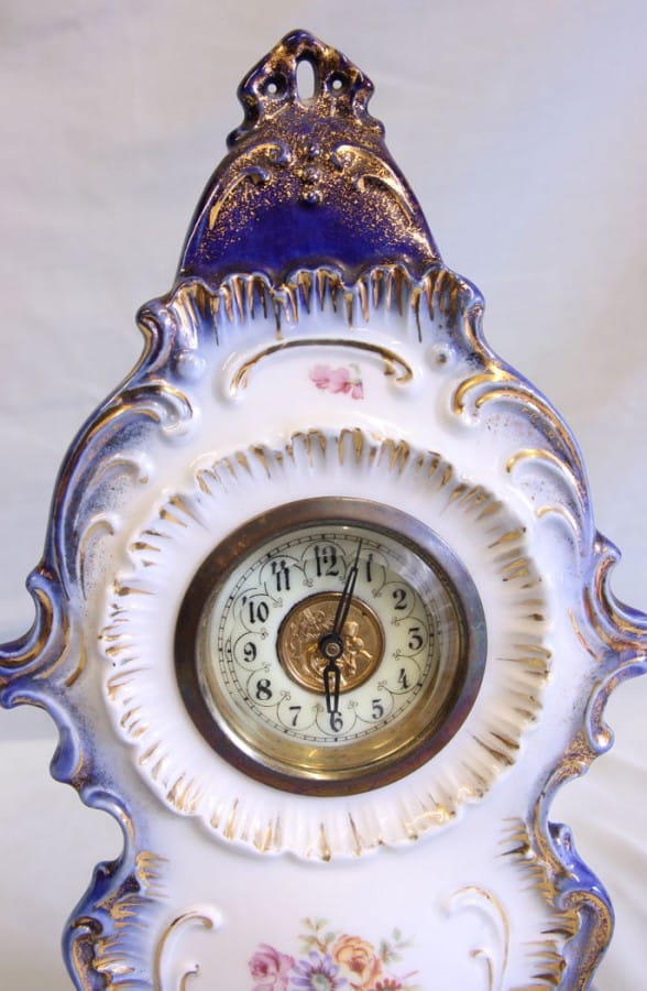 Antique Victorian Porcelain Mantel Clock Antique Antique Ceramics 5
