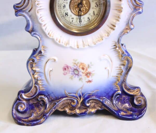 Antique Victorian Porcelain Mantel Clock Antique Antique Ceramics 6