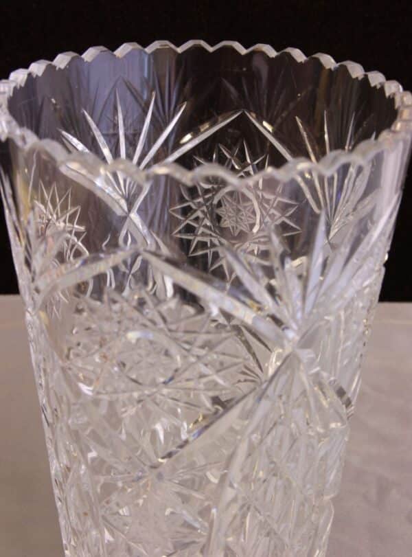 Large Cut Glass Vase. cut Antique Glassware 5