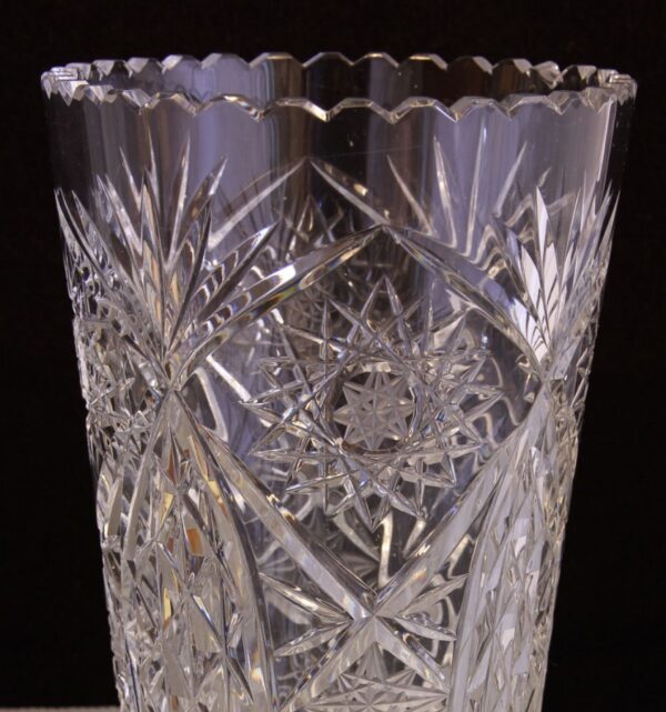 Large Cut Glass Vase. cut Antique Glassware 6