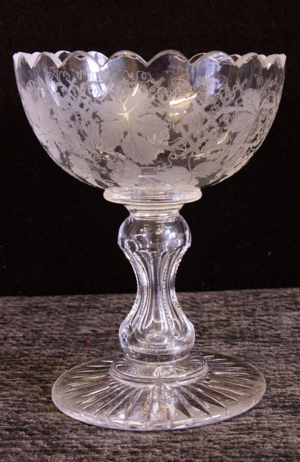 Antique Etched Glass Bowl etched Antique Glassware 5