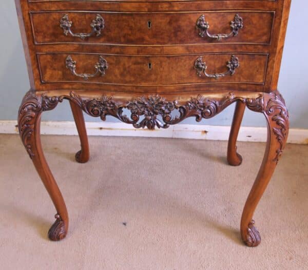 Burr Walnut Queen Anne Style Shaped Side Table burr walnut Antique Furniture 6