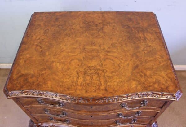 Burr Walnut Queen Anne Style Shaped Side Table burr walnut Antique Furniture 8