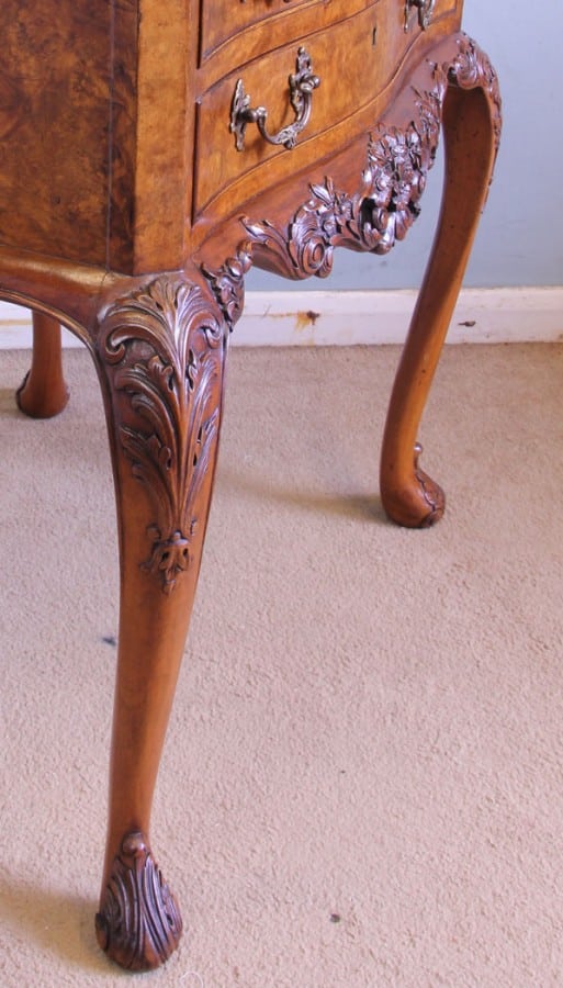 Burr Walnut Queen Anne Style Shaped Side Table burr walnut Antique Furniture 10