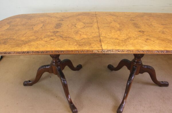 Antique Large Extending Burr Walnut Dining Table - Image 10