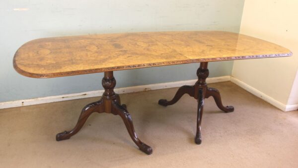 Antique Large Extending Burr Walnut Dining Table - Image 11