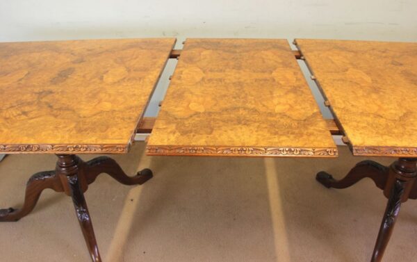 Antique Large Extending Burr Walnut Dining Table - Image 12