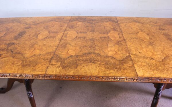 Antique Large Extending Burr Walnut Dining Table - Image 5
