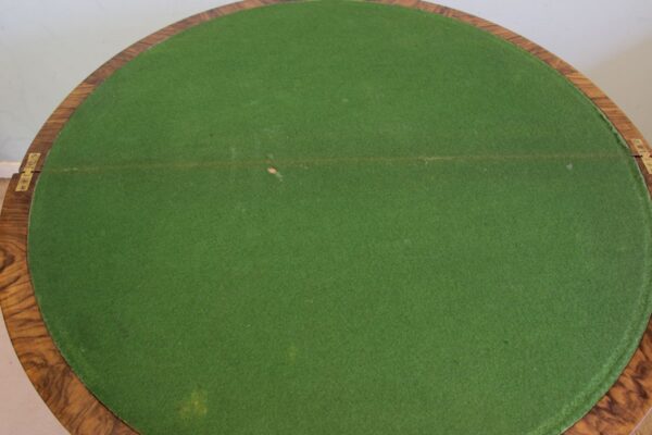 Antique Burr Walnut Demi Lune Side Card Table - Image 13