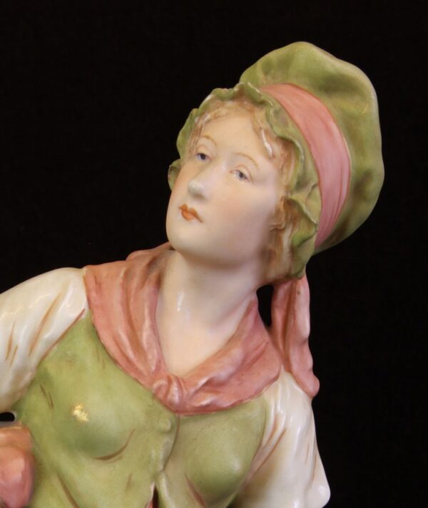 Antique Royal Dux Figure of Young Girl - Image 8