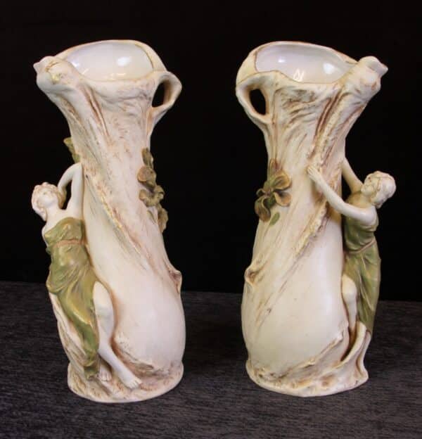 Antique Pair Royal Dux Vases with Figures - Image 2