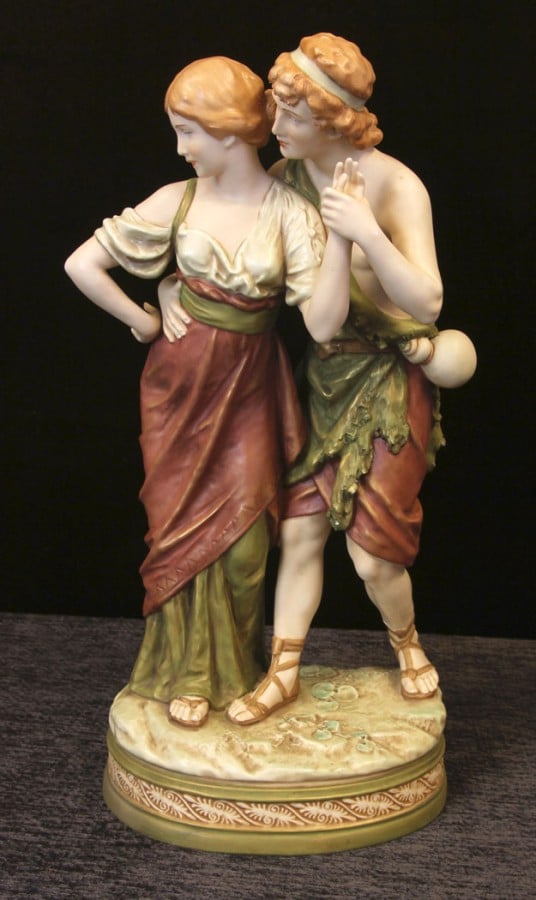 Antique Large Royal Dux Centre Piece Figure Group Antique Antique Ceramics 4