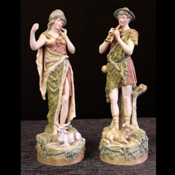 Pair of Royal dux Figures of Goat Herders