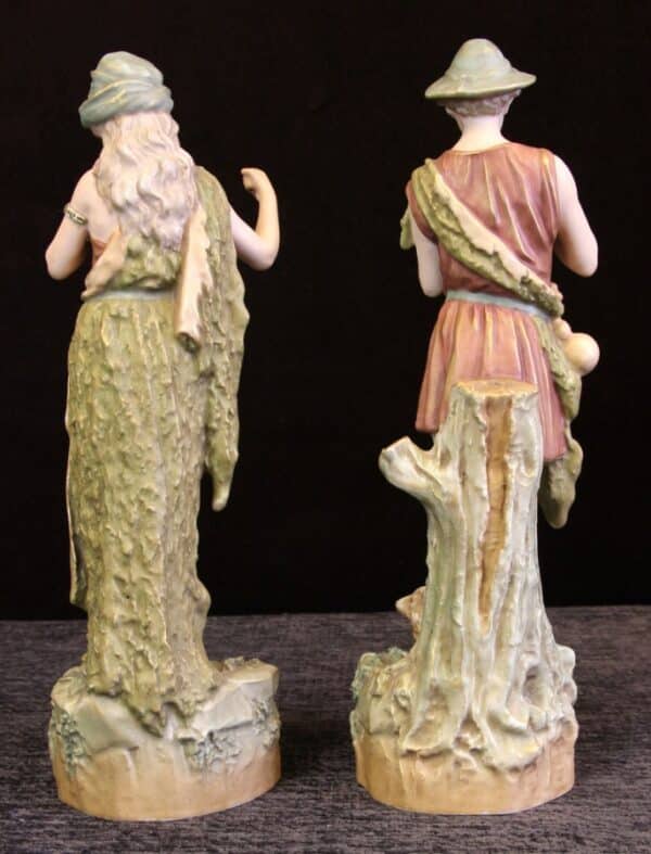 Pair of Royal dux Figures of Goat Herders Antique Antique Ceramics 5