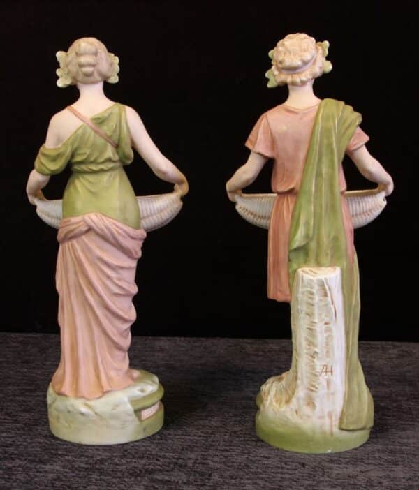 Pair Antique Royal Dux Porcelain Figurines of young man and woman Antique Antique Ceramics 4
