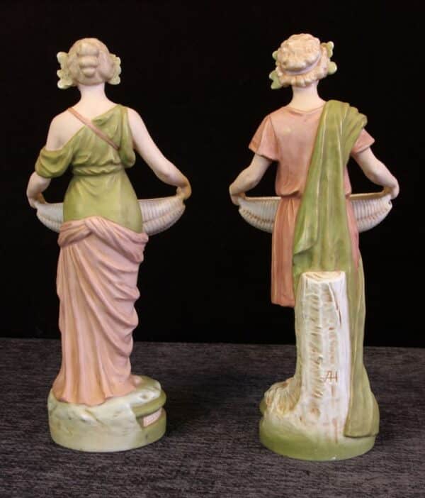 Pair Antique Royal Dux Porcelain Figurines of young man and woman - Image 2