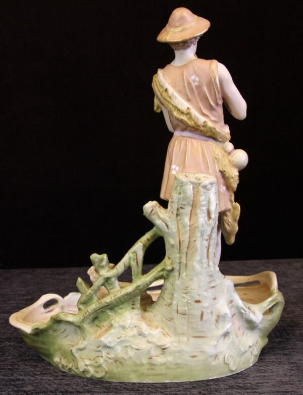 Antique Royal Dux Figure of Piper Standing at Pond - Image 5