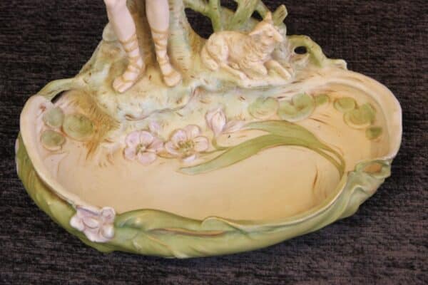 Antique Royal Dux Figure of Piper Standing at Pond - Image 9