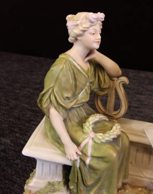 Antique Royal Dux Centre Piece of Young Girl and Boy Playing Pipes - Image 7