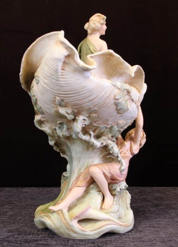 Antique Royal Dux Large Shell Centre Piece - Image 3