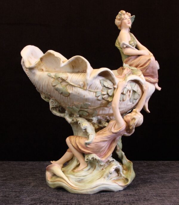 Antique Royal Dux Large Shell Centre Piece - Image 2