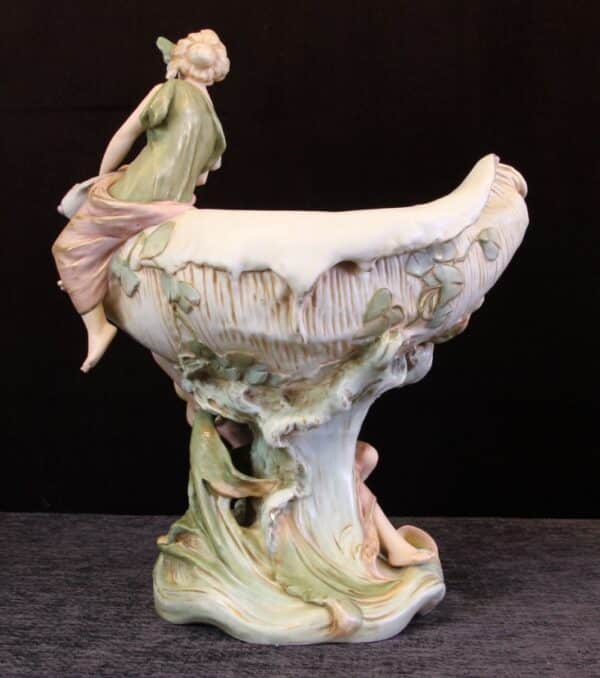 Antique Royal Dux Large Shell Centre Piece - Image 4