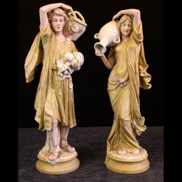 Large Pair Antique Royal Dux Figures