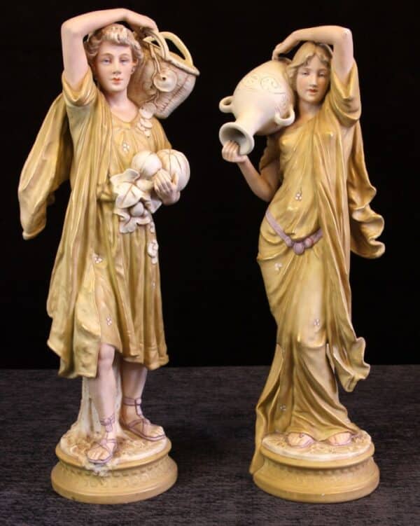 Large Pair Antique Royal Dux Figures ceramic Antique Ceramics 4