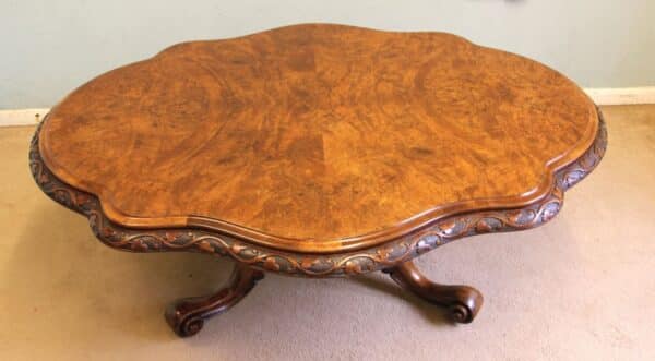 Antique Victorian Burr Walnut Coffee Table - Image 2