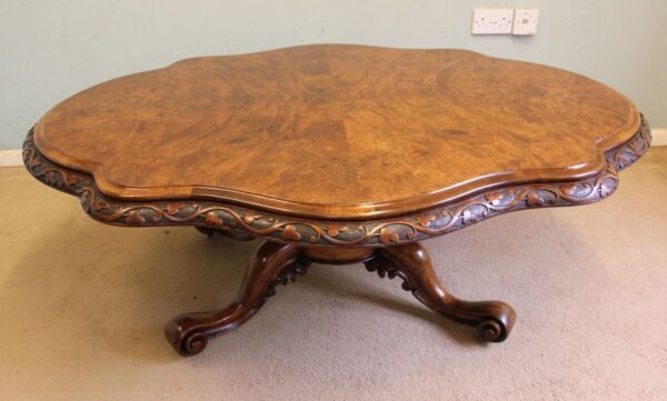 Antique Victorian Burr Walnut Coffee Table - Image 8