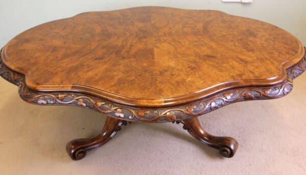 Antique Victorian Burr Walnut Coffee Table - Image 3