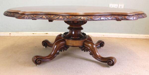 Antique Victorian Burr Walnut Coffee Table - Image 6
