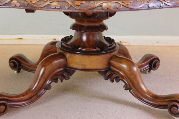 Antique Victorian Burr Walnut Coffee Table - Image 7