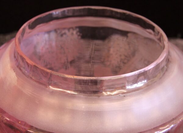 Antique Victorian Cranberry Glass Frilled Oil Lamp Shade - Image 6