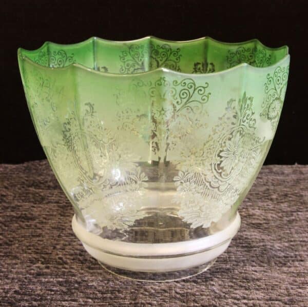 Antique Victorian Pale Green Oil Lamp Shade. - Image 2