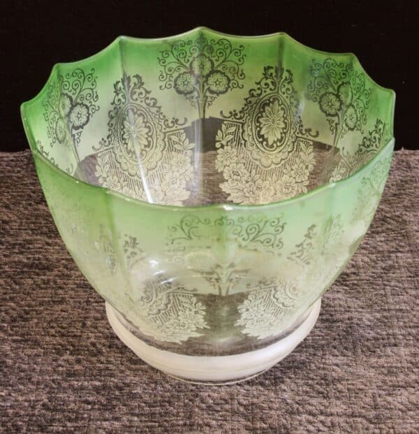 Antique Victorian Pale Green Oil Lamp Shade. - Image 4