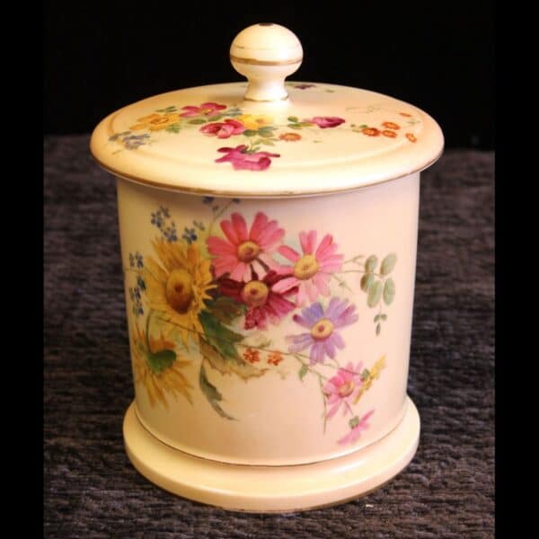 Antique Royal Worcester Blush Ivory Lidded Jar