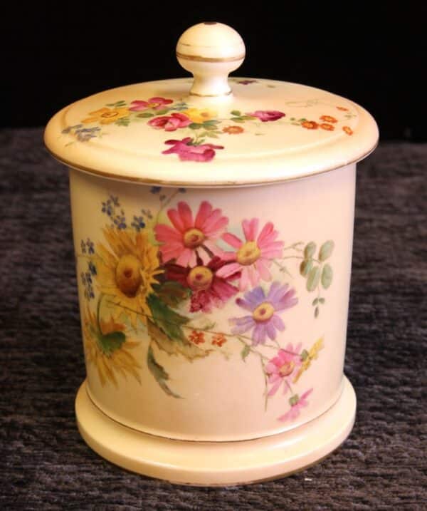 Antique Royal Worcester Blush Ivory Lidded Jar - Image 2