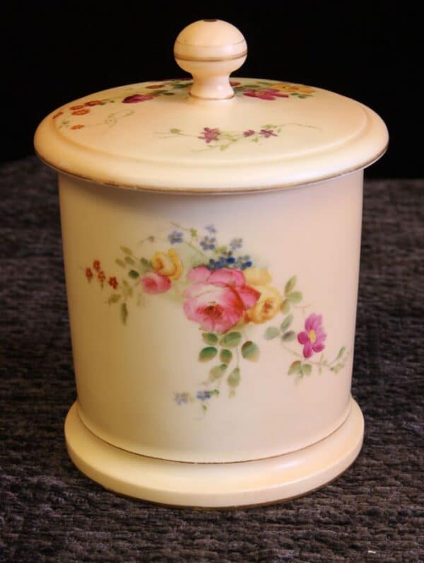 Antique Royal Worcester Blush Ivory Lidded Jar - Image 3
